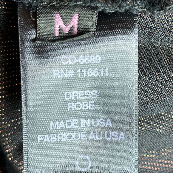 Amadi Anthropologie Black and Bronze Metallic Ruffle Dress size M NWT Party - Picture 7 of 9